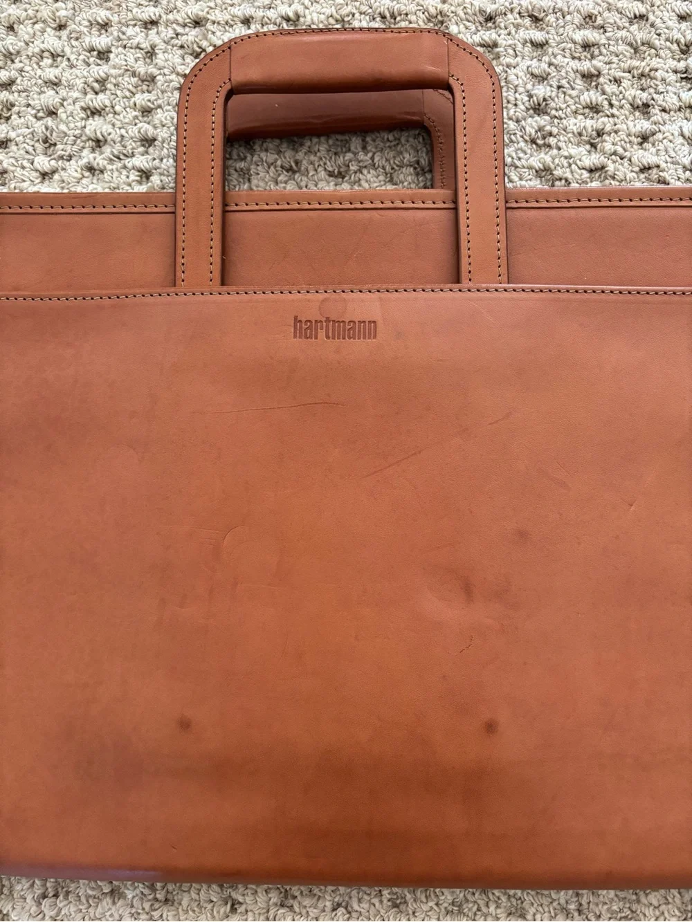 Hartmann Briefcase Tan Leather Top Handles